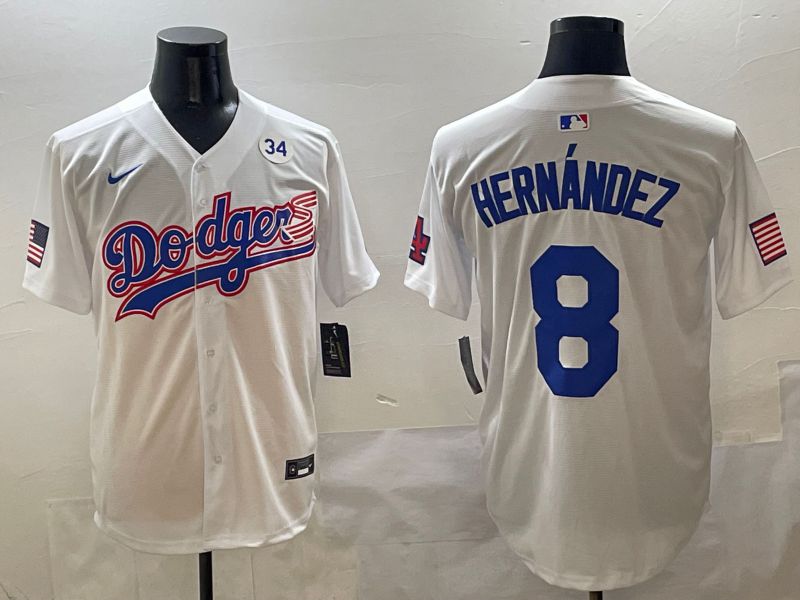 Men Los Angeles Dodgers #8 Hernandez White Second generation Joint Name Nike 2025 MLB Jersey style 8->los angeles dodgers->MLB Jersey